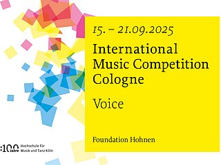 Bunte Quadrate mit Text International Music Competition Cologne - Voice