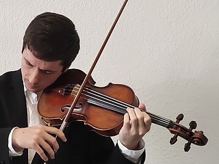 Person hält eine Violine in der Hand